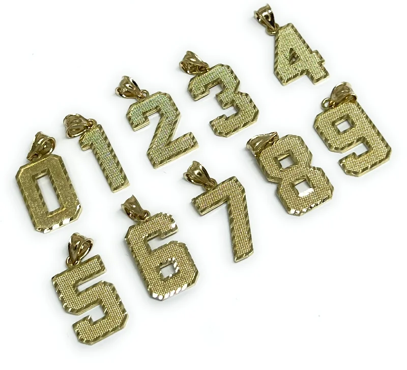 10k Solid Gold CUSTOMIZED NUMBER Pendant