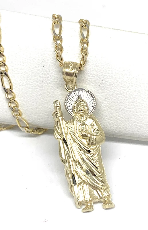 10k Solid Gold Yellow 2-Tone Small Saan Judas Saaint Jude Pendant (SM,XS,XXS)