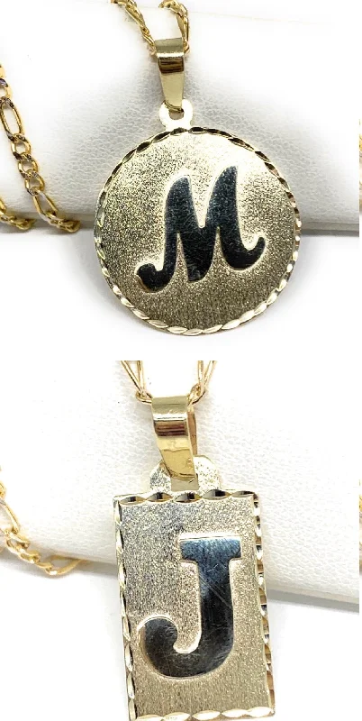 10k Solid Gold Yellow Custom Initial Pendant Necklace with Chain Options