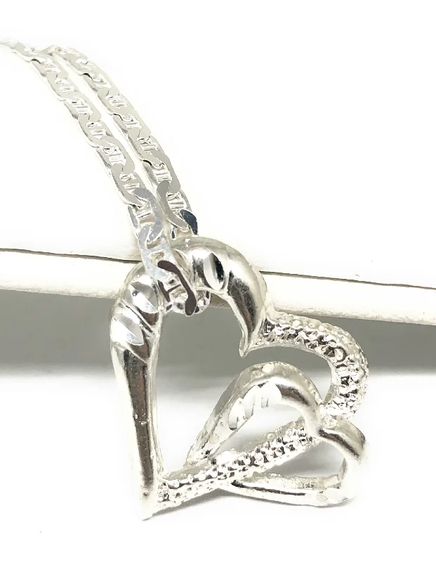 .925 Silver Double Heart Pendant Necklace with Chain Options