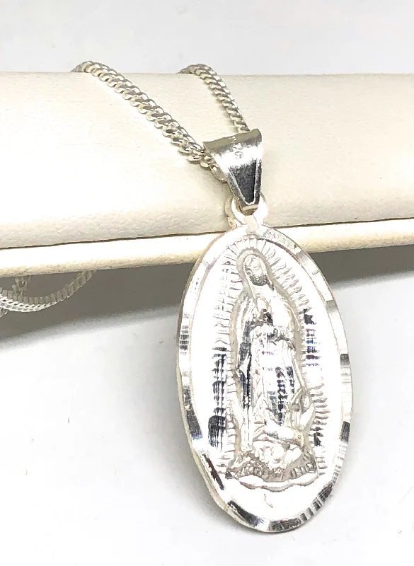 .925 Silver Virrgin Marry Pendant Necklace with Chain Options