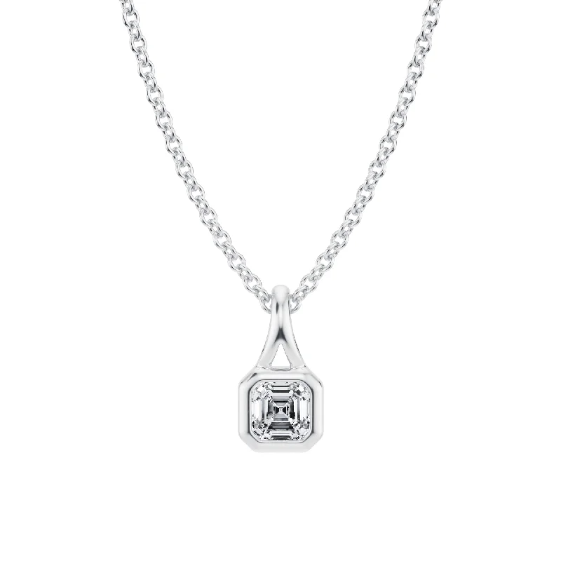 Asscher Lab Grown Diamond Bezel Necklace