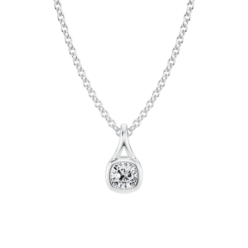 Cushion Lab Grown Diamond Bezel Necklace