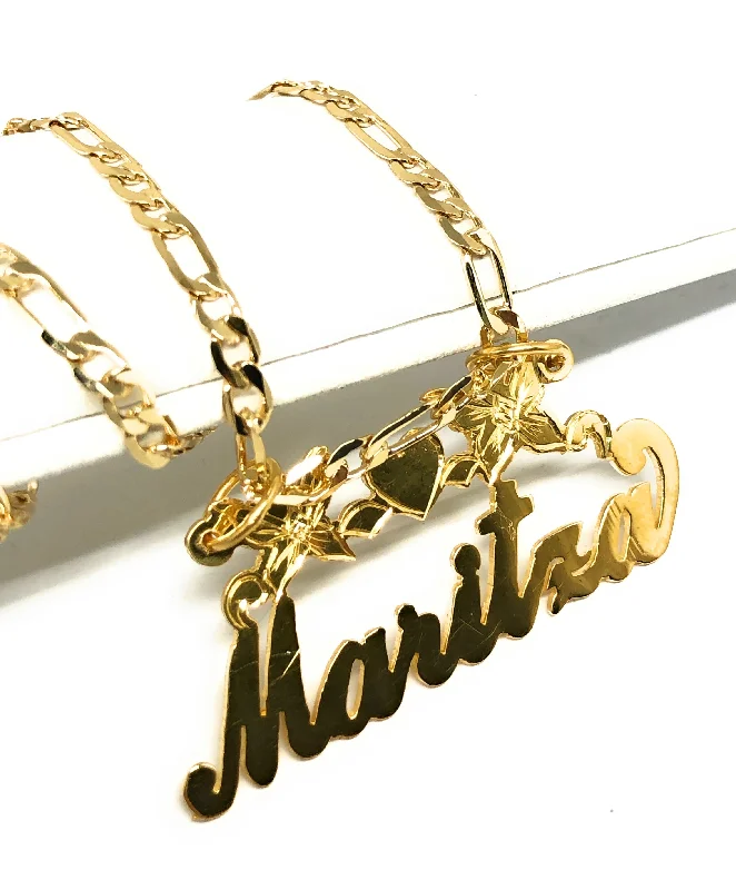 Gold Plated Silver CUSTOMIZED CURSIVE BUTTERLFY Nameplate Necklace With Chain