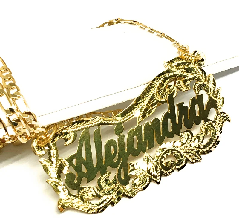 Gold Plated Silver CUSTOMIZED CURSIVE ELEGANT Nameplate Necklace With Chain