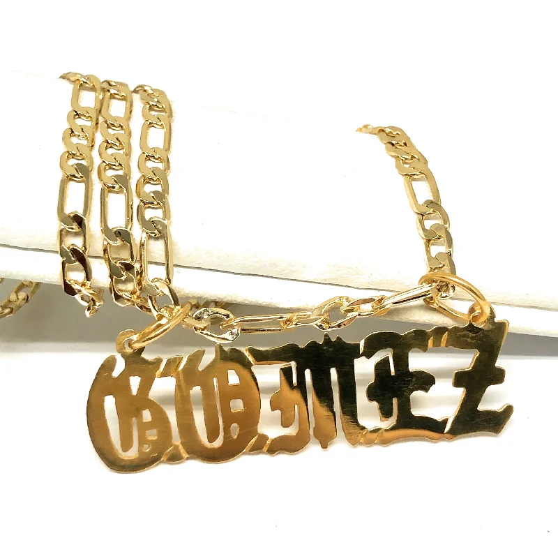 Gold Plated Silver CUSTOMIZED OLD ENGLISH Nameplate Necklace With Chain