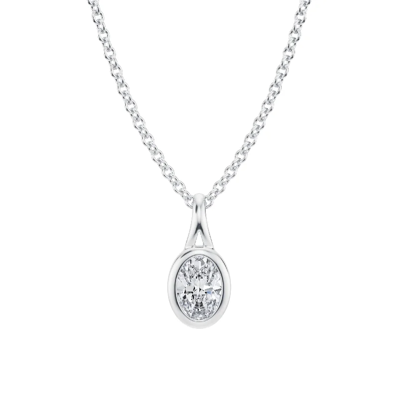 Oval Lab Grown Diamond Bezel Necklace