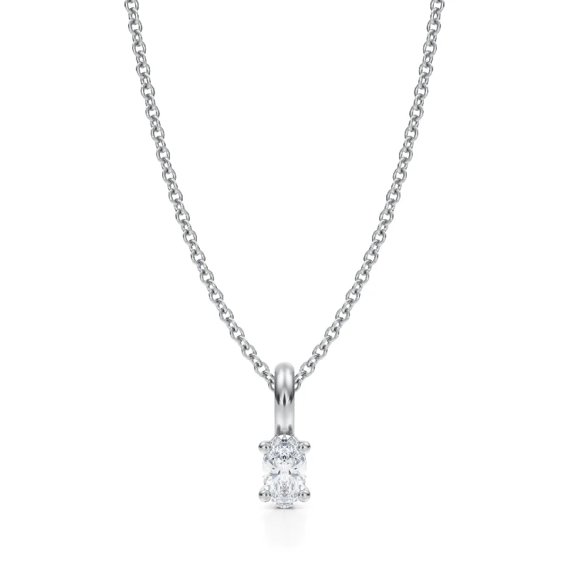 Oval Lab Grown Diamond Solitaire Pendant