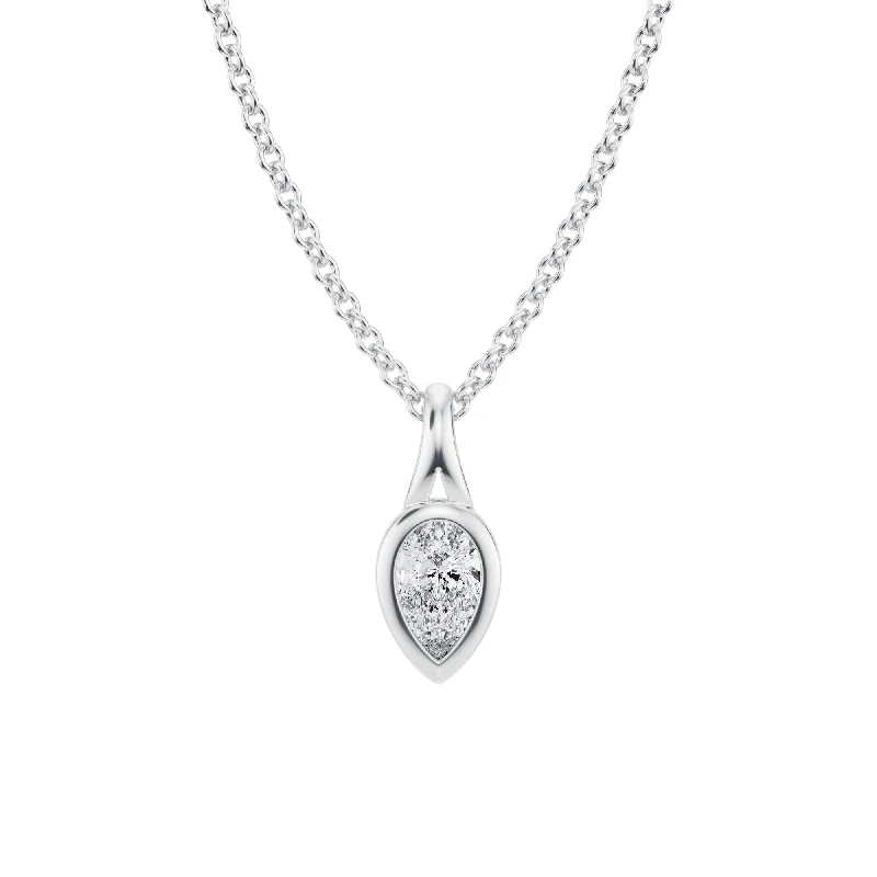 Pear Lab Grown Diamond Bezel Necklace