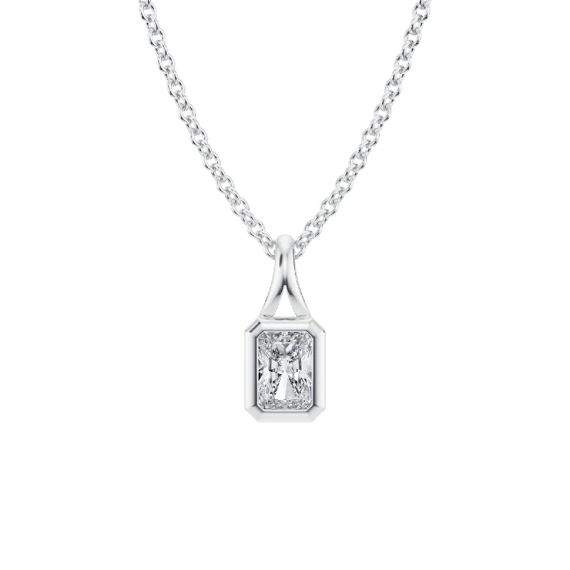 Radiant Lab Grown Diamond Bezel Necklace