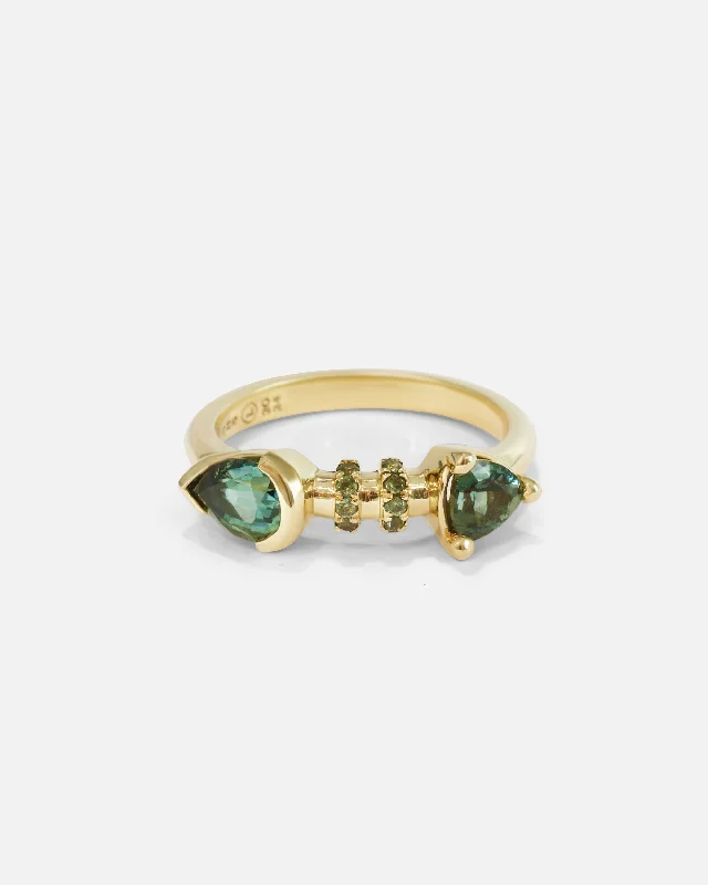 Calabash Nebula Teal Sapphire Ring