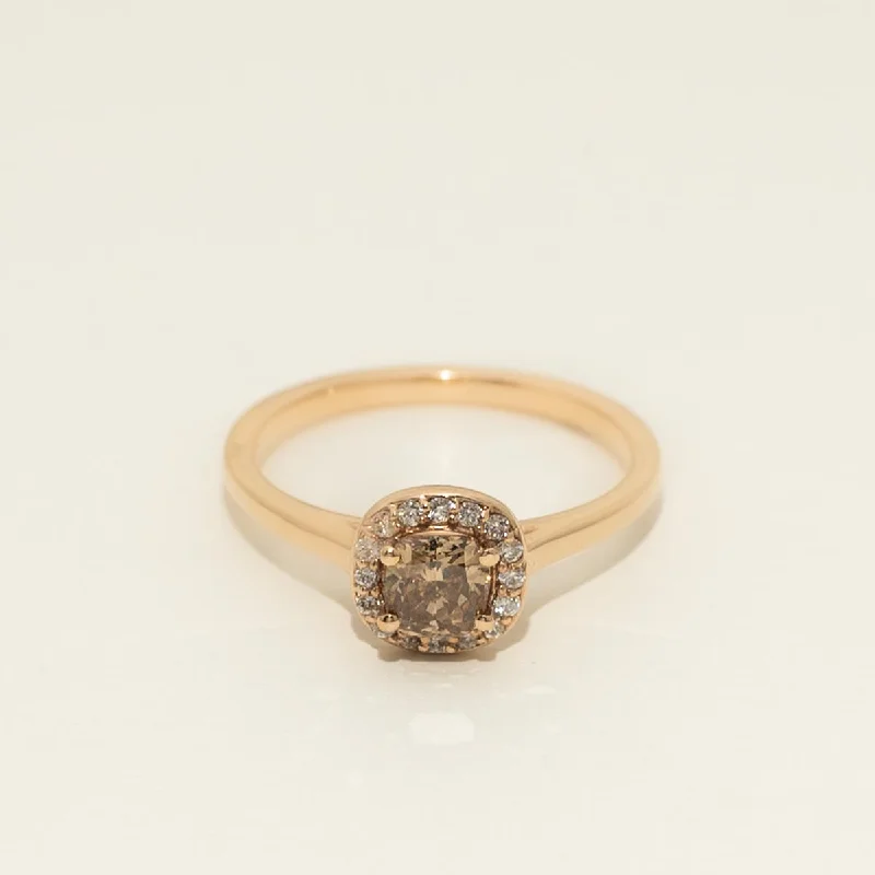 Cushion Champagne Diamond Halo Engagement Ring in 14kt Rose Gold (3/4ct tw)