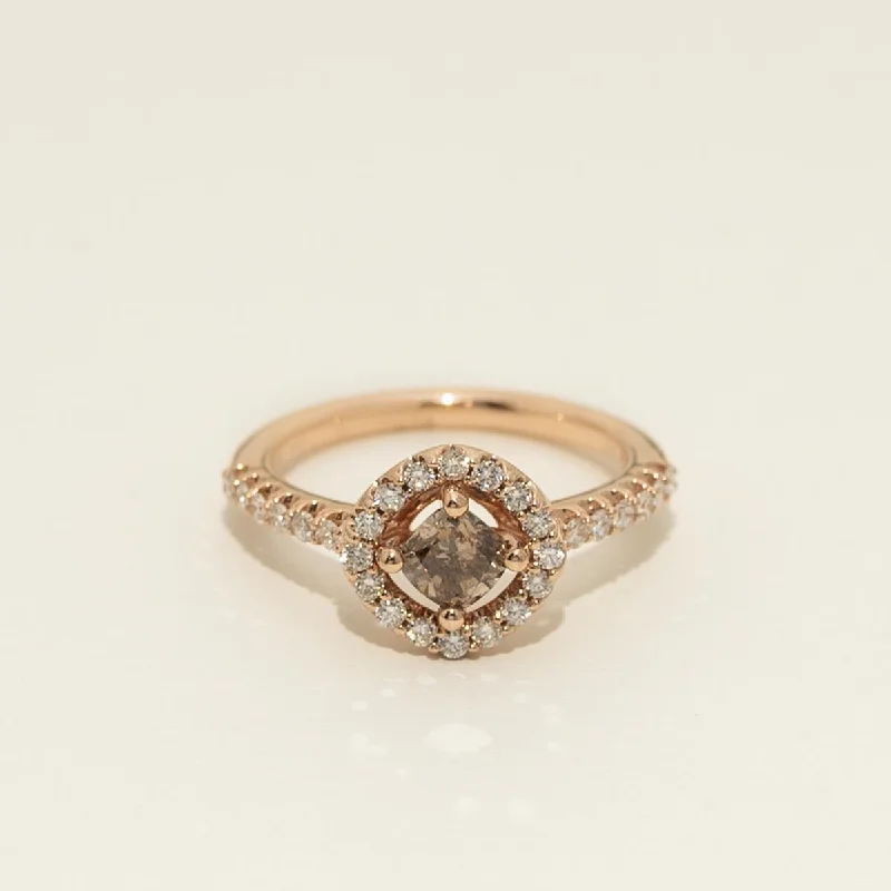 Cushion Champagne Diamond Ring in 14kt Rose Gold (7/8ct tw)