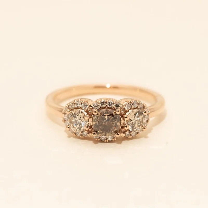 Cushion Cut Champagne Diamond Engagement Ring in 14kt Rose Gold (1ct tw)