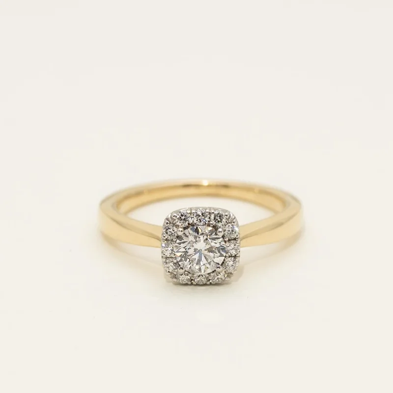 Diamond Halo Engagement Ring in 14kt Yellow and White Gold (3/4ct tw)