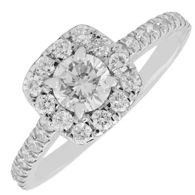 Diamond Halo Ring in 14kt White Gold (1ct tw)