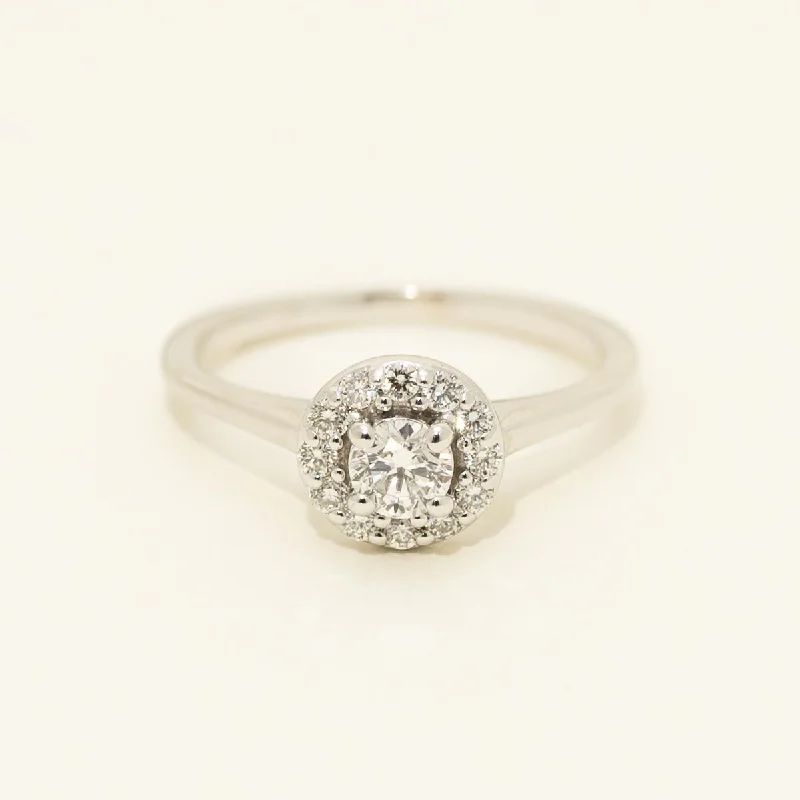 Estate Forevermark Diamond Halo Ring in 18kt White Gold