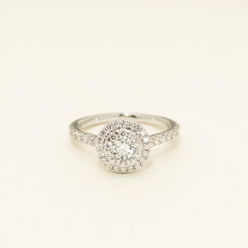 Estate Forevermark Double Halo Diamond Ring in 18kt White Gold (3/4ct tw)