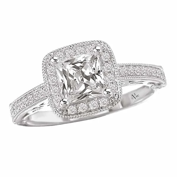 La Vie Princess Cut Halo Engagement Ring