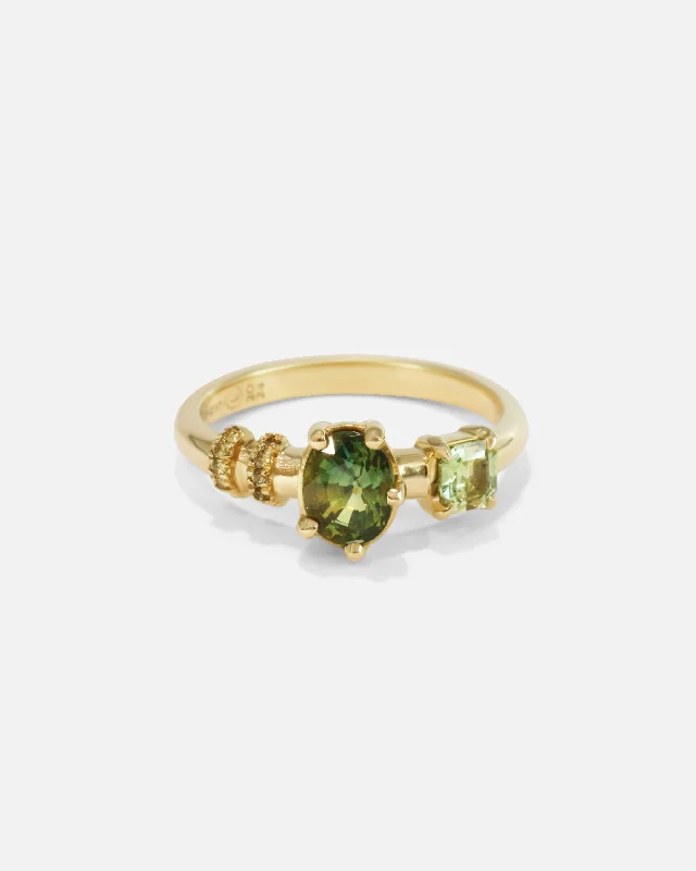 Monoceros Nebula Green Asscher Sapphire Ring