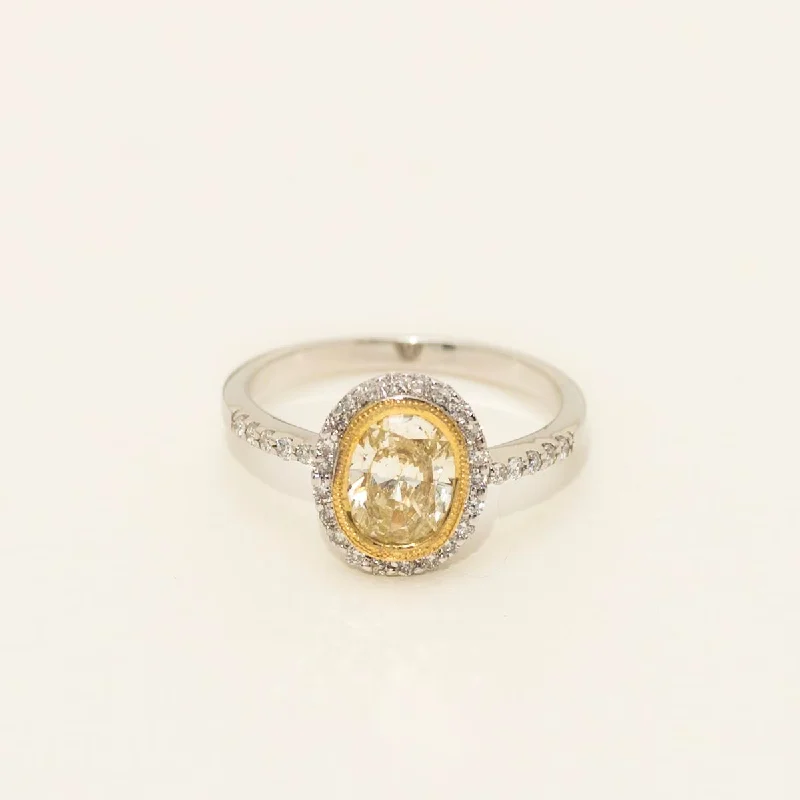 Oval Yellow Diamond Engagement Ring in 18kt White and Yellow Gold (1 1/3ct tw)