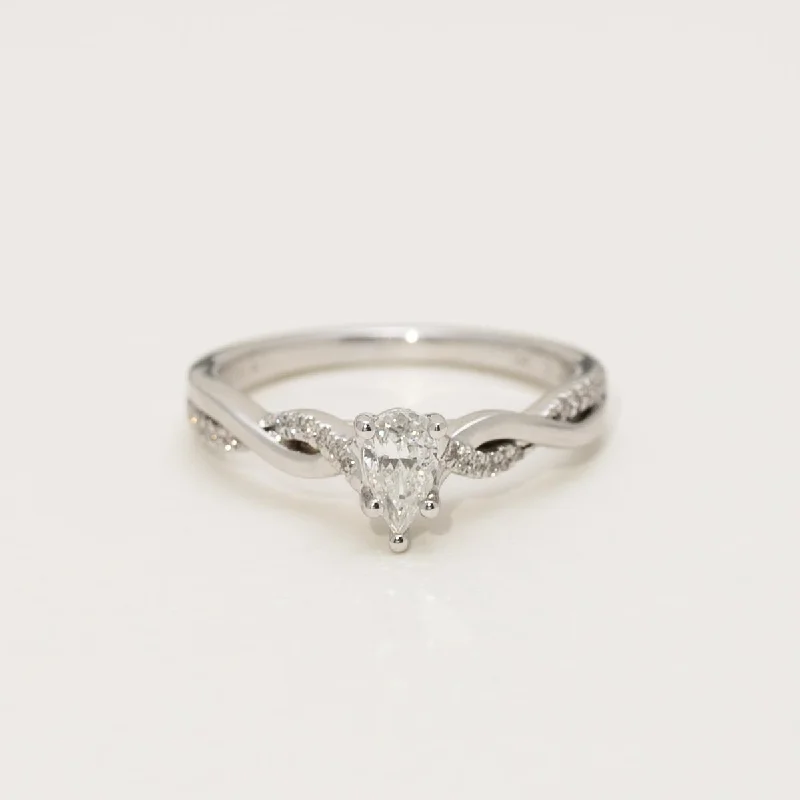 Pear Shape Diamond Engagement Ring in 14kt White Gold (1/2ct tw)