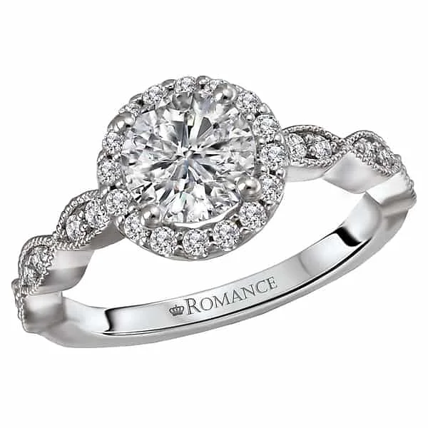 Romance Halo Engagement Ring with Scalloped Design