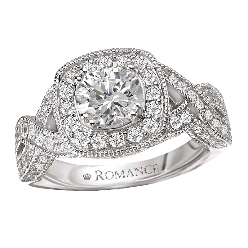 Romance Halo with Braided Shoulder Engagement Ring