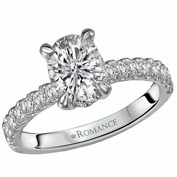 Romance Oval Diamond Accent Engagement Ring