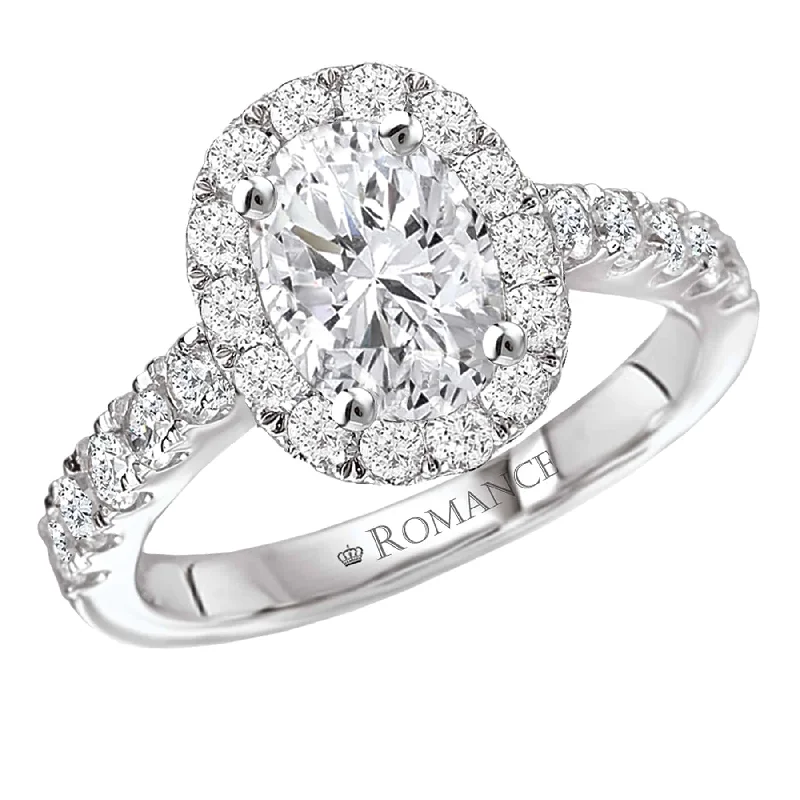 Romance Oval Halo Engagement Ring