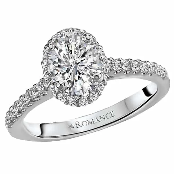 Romance Pave Oval Halo Engagement Ring