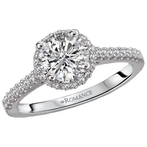 Romance Pave Round Halo Engagement Ring