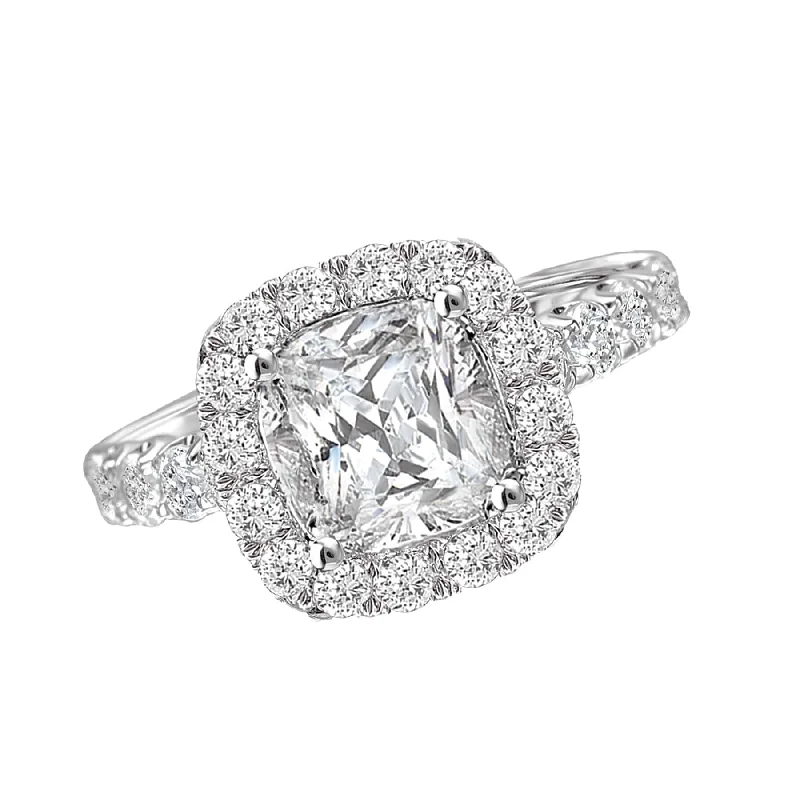 Romance Prong Set Cushion Halo Engagement Ring