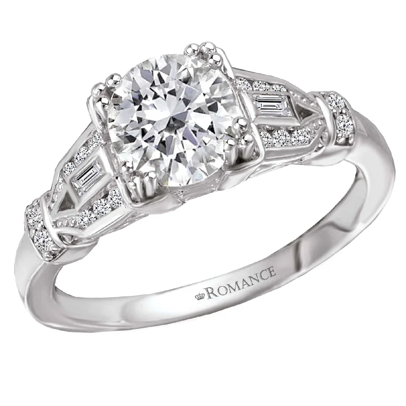 Romance Round and Baguette Diamond Engagement Ring