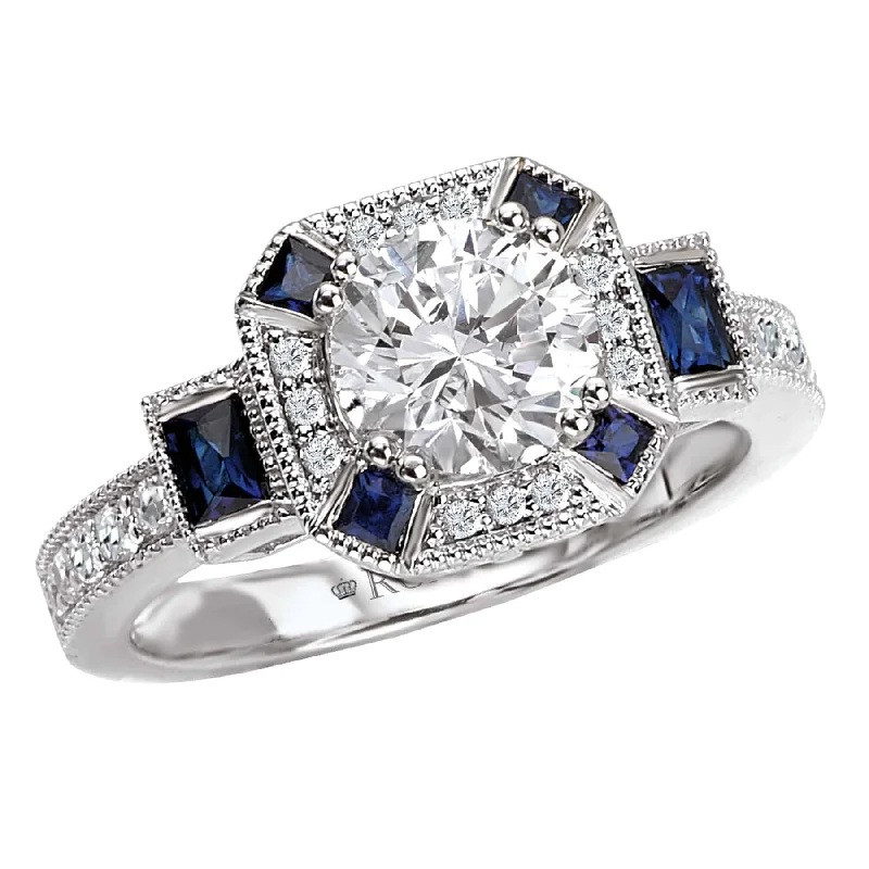 Romance Sapphire and Diamond Halo Engagement Ring