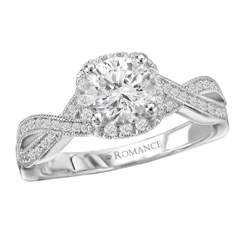 Romance Twisted Shank Halo Engagement Ring