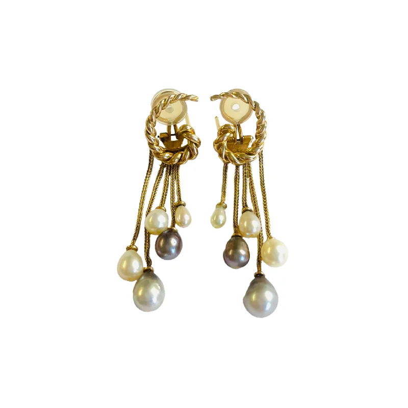 1970s 18KT Yellow Gold Natural Pearl Earrings