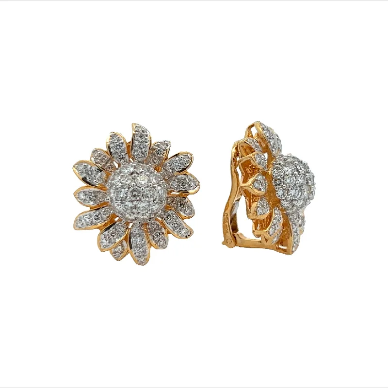 1980s 18KT Yellow Gold Diamond Earrings