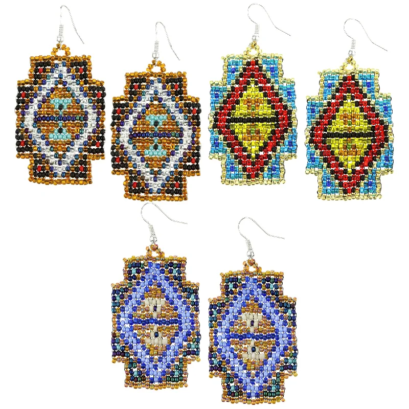 Mayan Pyramid Beaded Earrings