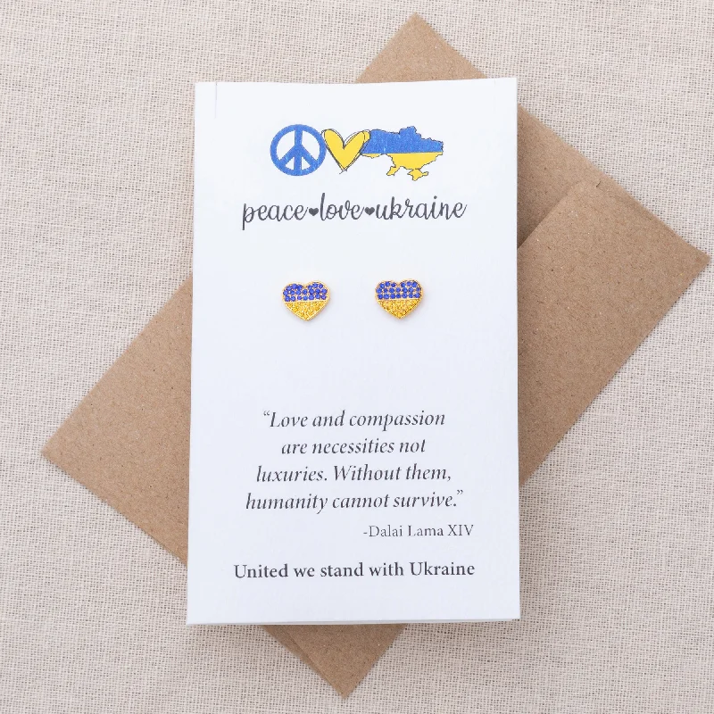 Our Hearts Are With Ukraine Gold Plated Earrings