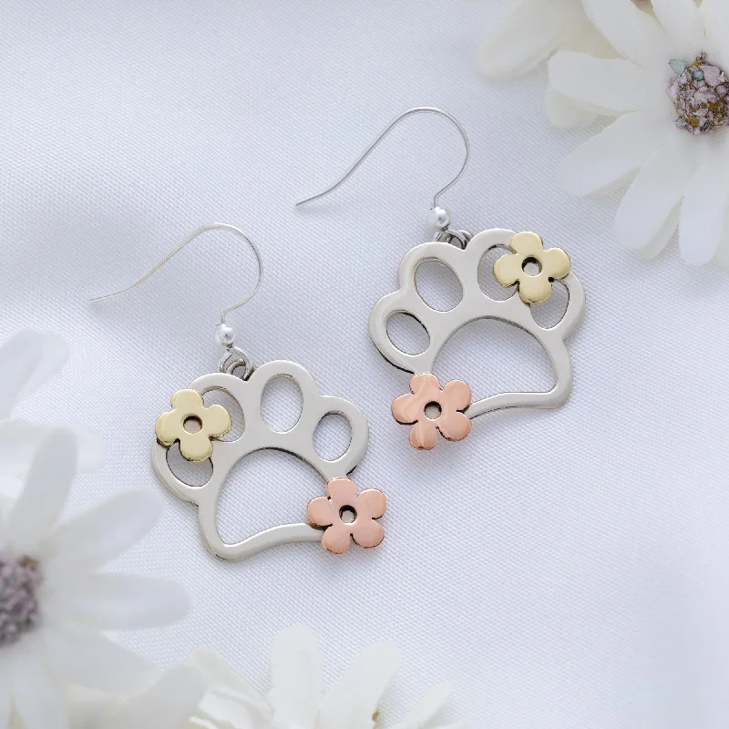 Paws & Flowers Mixed Metal Earrings