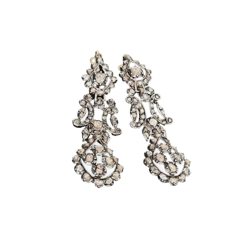 Antique Silver Diamond Iberian Earrings