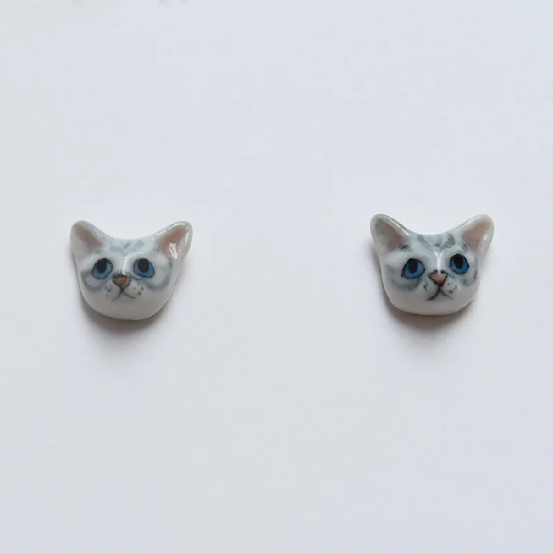 Mini Grey Cat Post Earrings