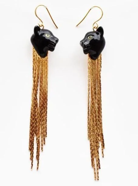 Black Panther Fringe Earrings