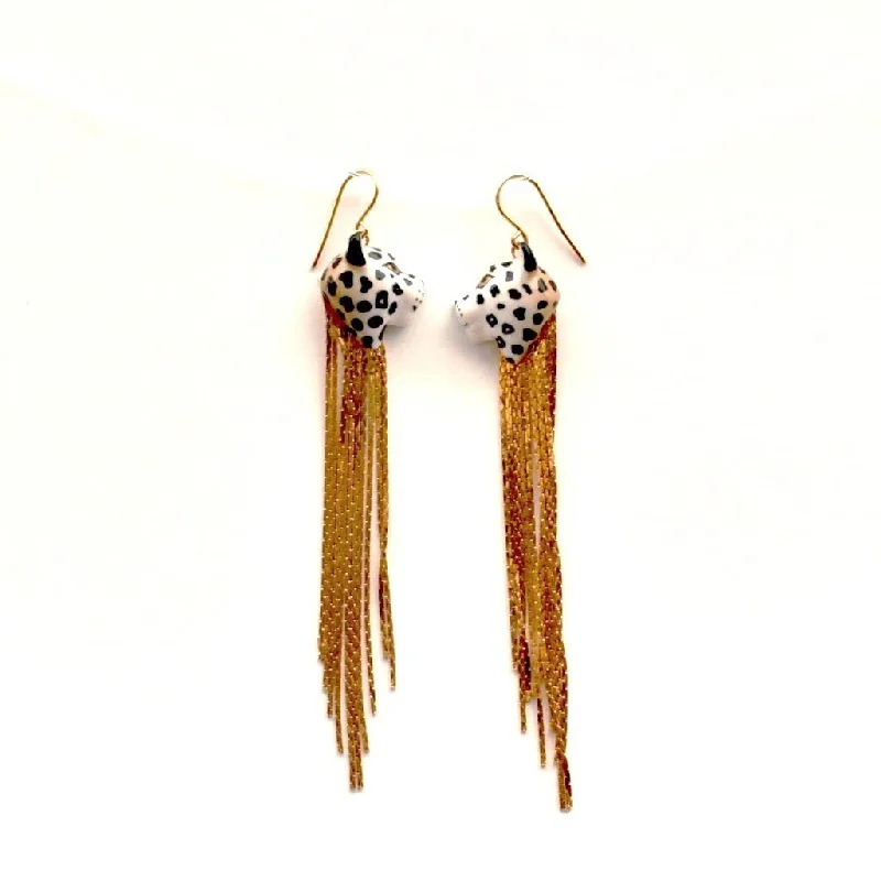 Leopard Fringe Earrings