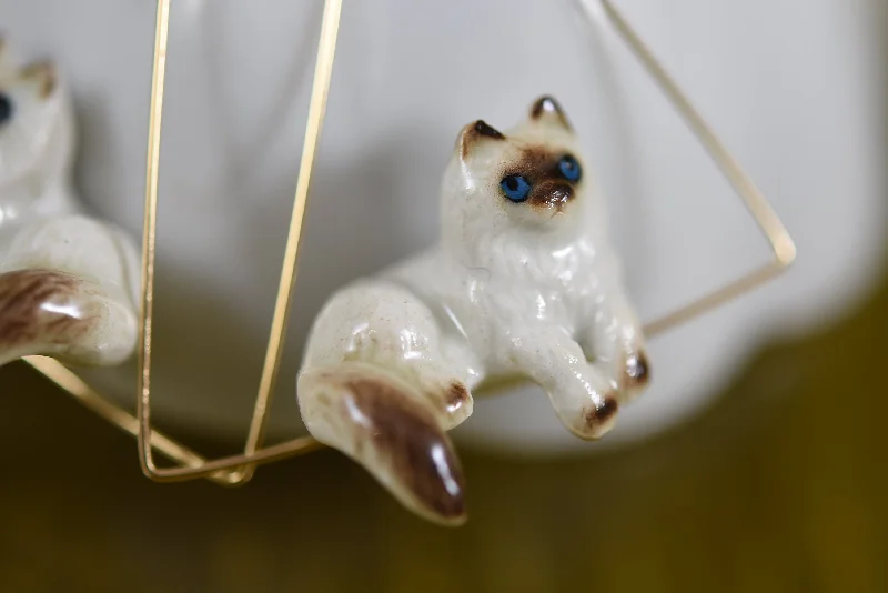 Triangle Lounging Himalayan Cat Earrings