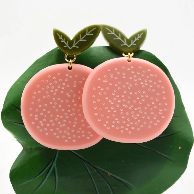 Large Grapefruit Earrings