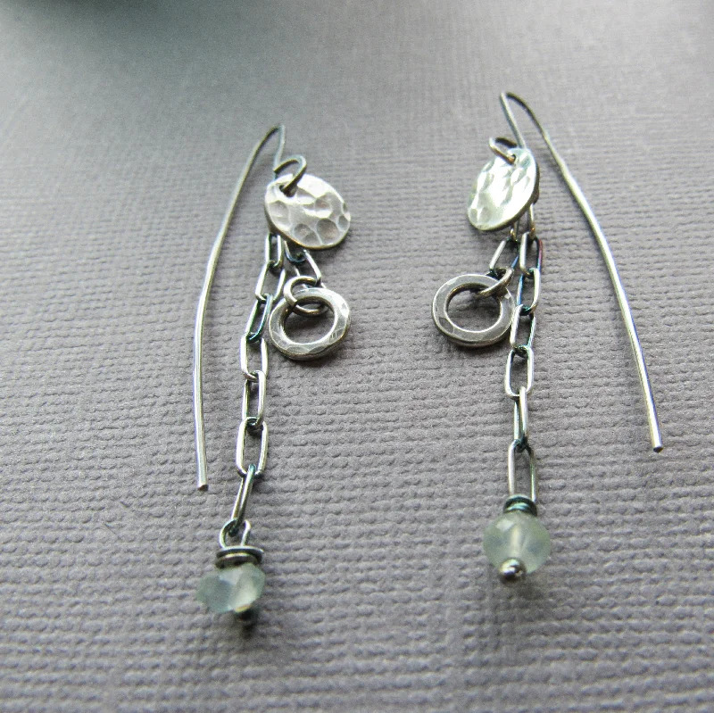 Long Sterling Silver and Turquoise Threader Earrings