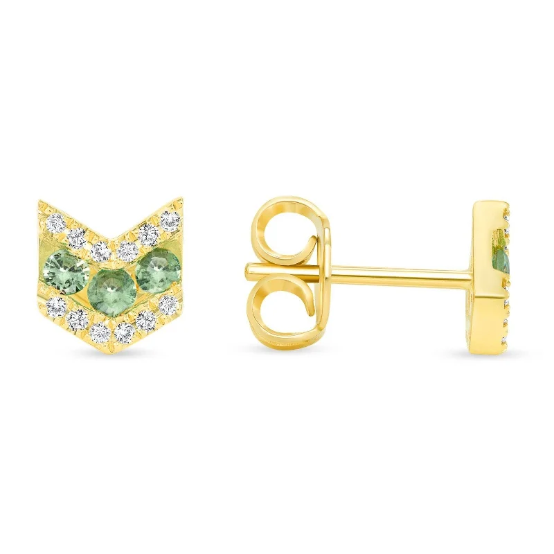 Medallion Green Garnet and Diamond Earrings