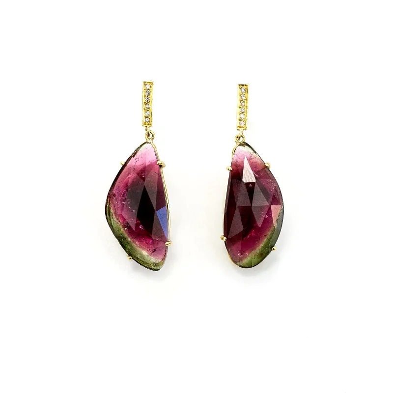 One of a Kind Watermelon Tourmaline Earrings